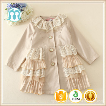 jackets girls 2016 winter full sleeve jackets for children lace fabric woolen warm winter coats OEM